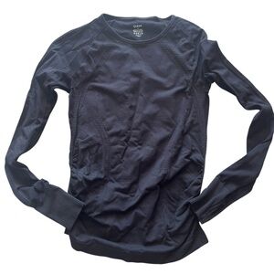 Quince Black Long Sleeve Top, Stretch Top, Size XS, Thumb Holes, Activewear